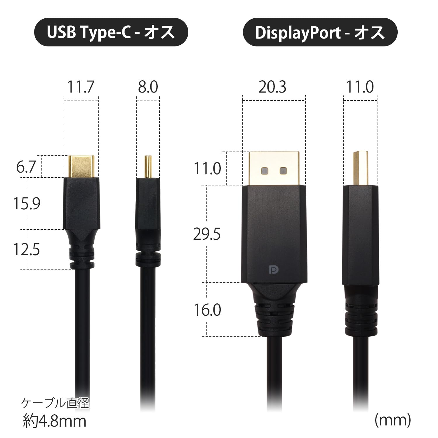 Amazon.co.jp: ホーリック USB Type C→Displayport変換ケーブル 10m